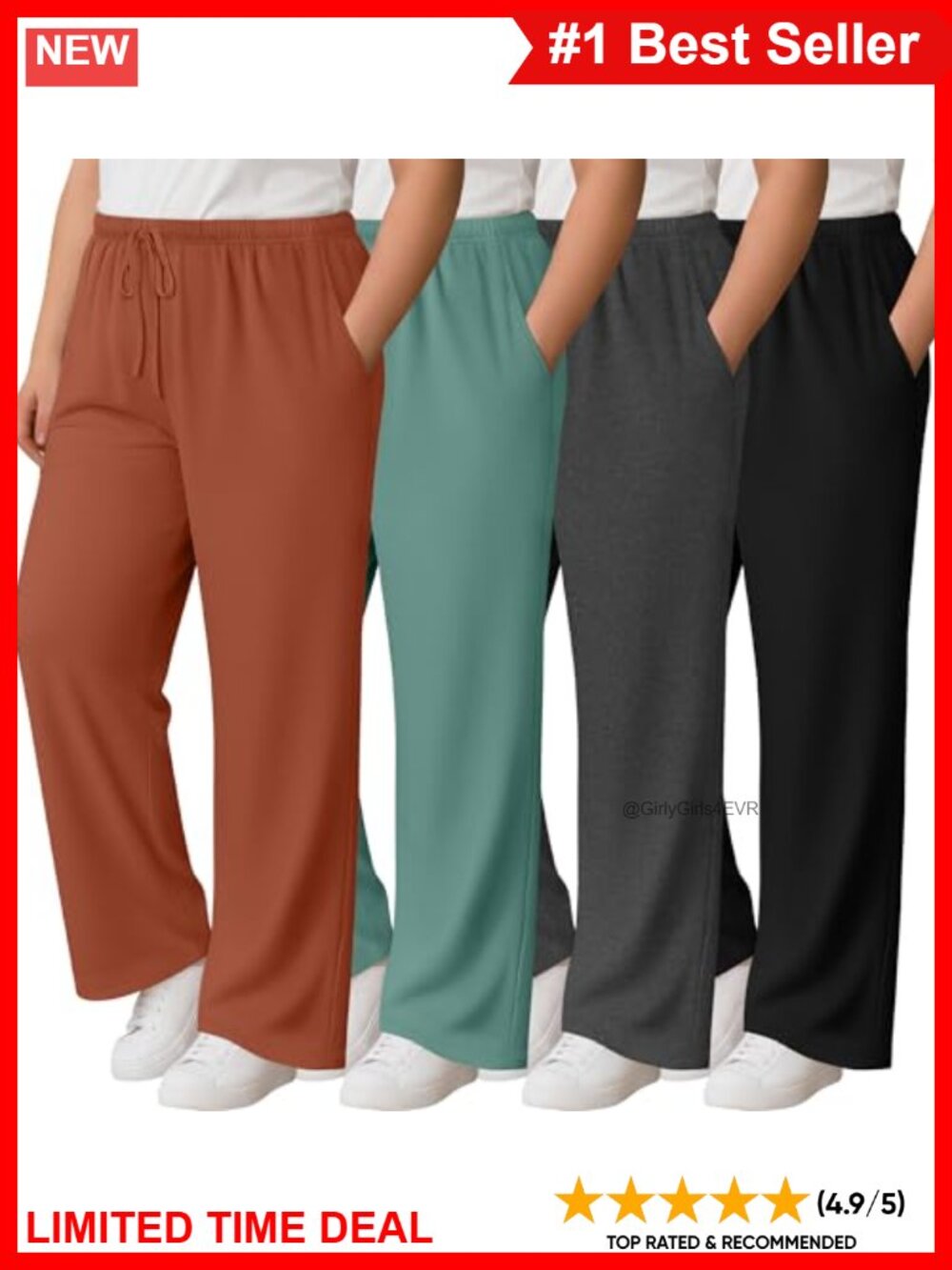 Plus Size Wide Leg Lounge Yoga Pants Drawstring Pockets Stretch
